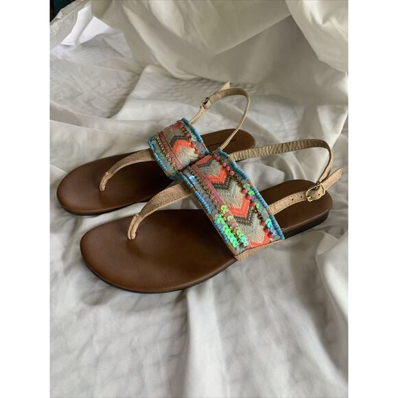 Maurice’s Beaded Sandals Womens 9 Thong Boho Raleigh - Picture 1 of 8